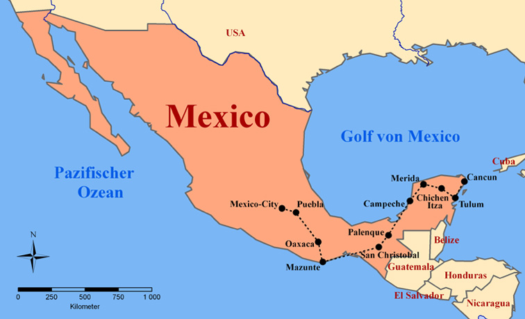 Karte Mexiko Yucatan